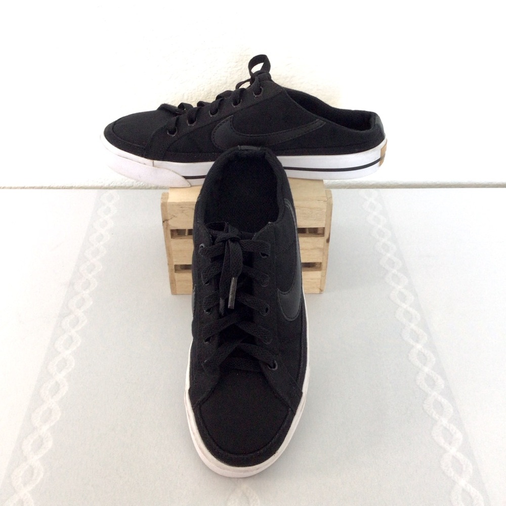 Nike Black and White Mules with Open Back